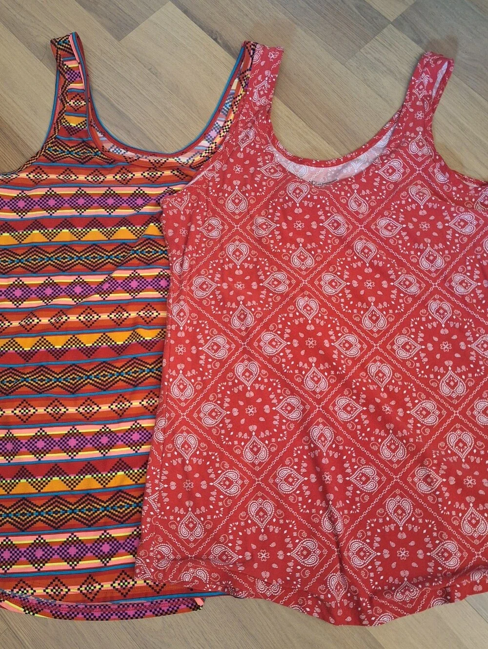 Lot Of 2 Patterned Tank Tops, Stretchy And Soft